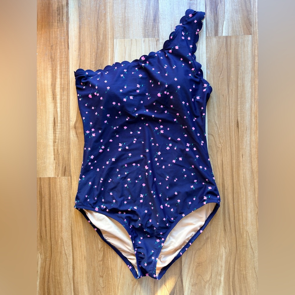 J. Crew One-Shoulder Navy One-Piece Swimsuit Medium
